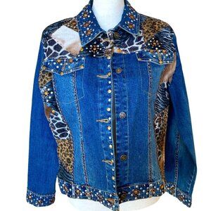 Vintage 90s animal print safari leopard zebra cow block fabric patches Large‎